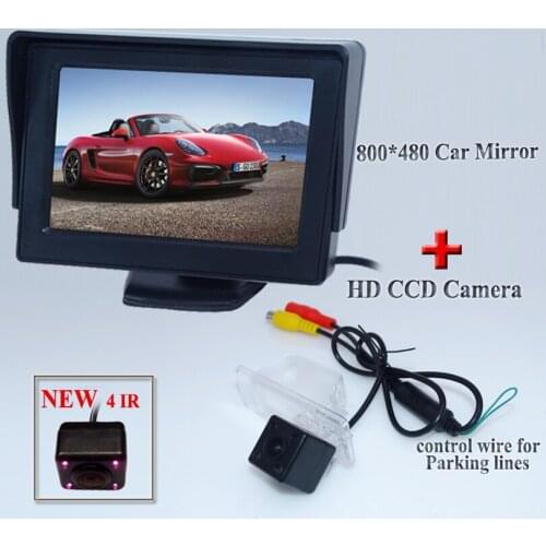 Car reversing monitor 4.3"+4 ir car rearview camera bring ccd image lens higest night vision for Nissan X-Trail