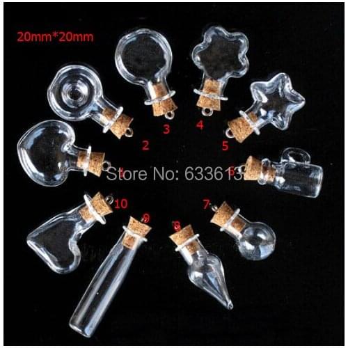 Free shipping 550pcs/lot 20mm drop Charm cork stopper eyeshook glass Bottle Perfume essential oil vial pendant mini glass bottle