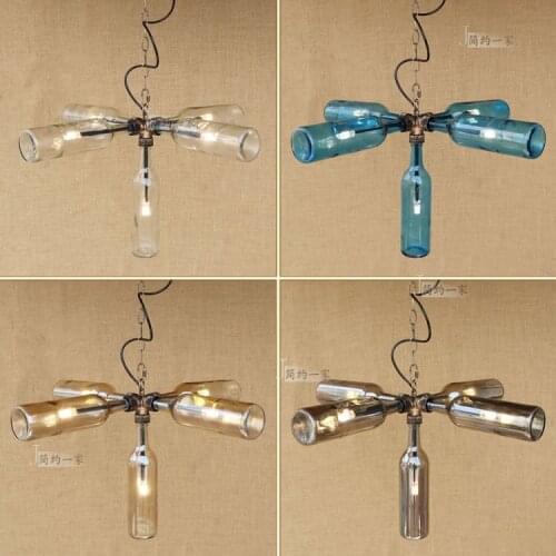 Bottle water pipes lighting lamp Creative glass led pendant light industrial style bar coffee shop restaurant wine SG45