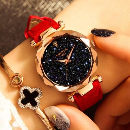Ladies Watch 2019New Casual Fashion Quartz Watch Starry Sky Multicolor Leather Wristwatch Simple Designer Women Clock Orologio