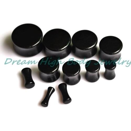 Darkside Black Acrylic Double Flared Flesh Plug PMMA Ear Plug Piercing Expander Fashion Jewelry 3-20mm Free Shipping