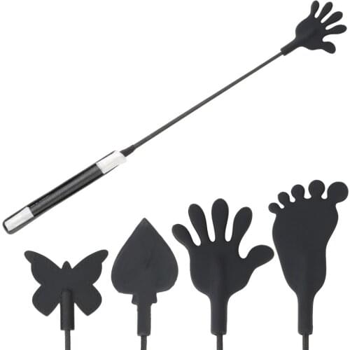 Flirting Slave Black PU Leather Long Handle 55cm Long Whip SM Adult Games Spanking Paddle Sex Toys Adult Products