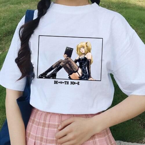 Womens T-shirt Oversized Short Sleeve Death Note Harajuku Kpop Print Streetwear Hip Hop Clothes