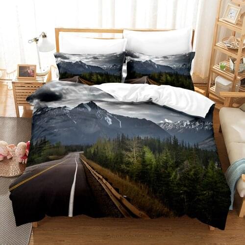 Beauty Tree Road Bedding Set Single Twin Full Queen King Size Tree Road Sky Bed Set Childrens Kid Bedroom Duvetcover Sets 017
