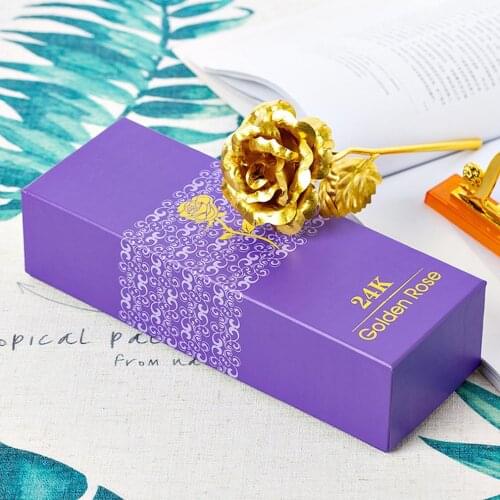 Best Gift For Girlfriend Golden Rose Wedding Decoration Golden Flower Valentines Day Gift Gold Rose Gold Flower with Box -15