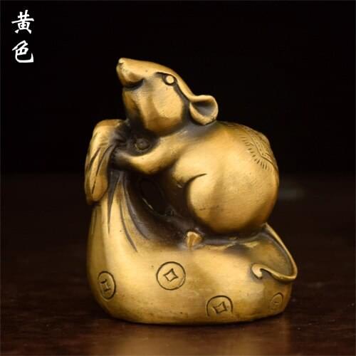 The copper brass trumpet rat rat ornaments money in property in Fuzhou were brass ornaments crafts small brass rat