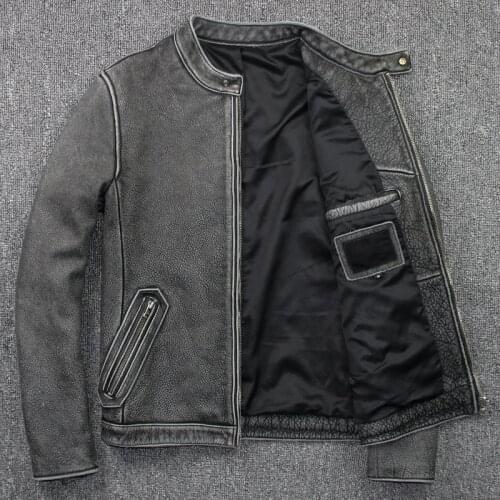 Genuine Cow Jacket Men Short Spring Retro Cowhide Coat Motorcycle Mens Jackets Real Leather 805 KJ1439