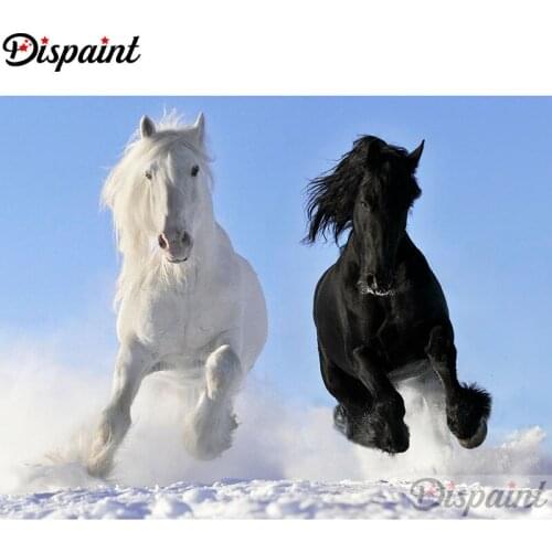 Dispaint Full Square/Round Drill 5D DIY Diamond Painting "Animal horse scenery" Embroidery Cross Stitch 5D Home Decor A10945