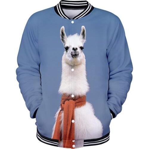 New Animal Funny Cartoon Alpaca Fashion 3d Baseball Jacket Coat Men Women Hoodie Sweatshirts Long Sleeve 3D Hoodies Jackets Tops