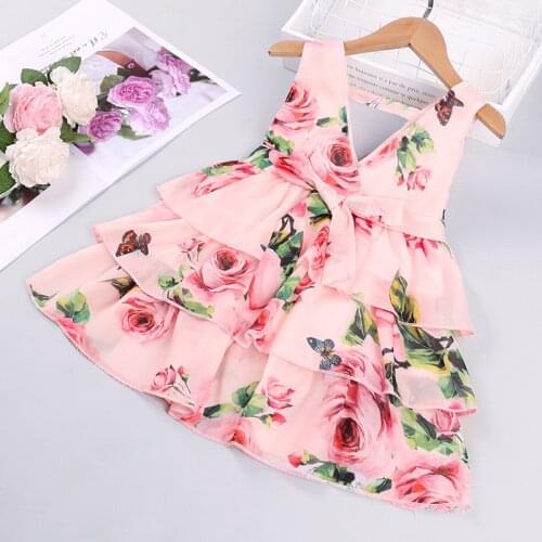 PatPat 2021 New Summer and Spring Baby / Toddler Girl Pretty Floral Print Layered Dresses Sleeveless Dresses Girl Clothes