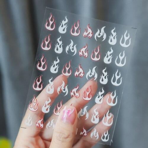 New Craft Thin and Transparent Flame Nail Sticker 3D Thin Tough Adhesive Nail Stickers Nail Art Decorations Nail Decals Design