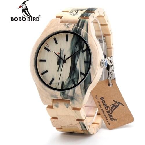 New Arrival BOBO BIRD Wooden Watch Men Luxury Handmade Japan Move' 2035 Wood Band Quartz Writ Watches Male Relogio C-O17