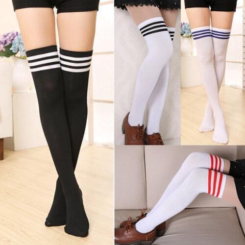 Sexy Women Lady Girls Stockings Sexy School Striped Opaque Knit Long Boot Over Knee Thigh High Stocking Sports Socks