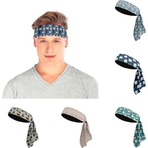 Polar Bear Printed Men Sport Headband Breathable Anti-Slip Sweat-Proof Tennis Headband Outdoor Cycling Running Workout Hair Band