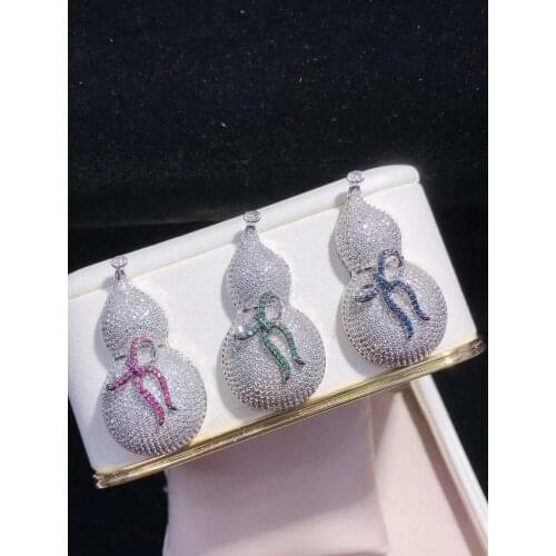 1pc 28*50mm gold plated Cz micro Bottle Gourd Connector DIY Jewelry Findings