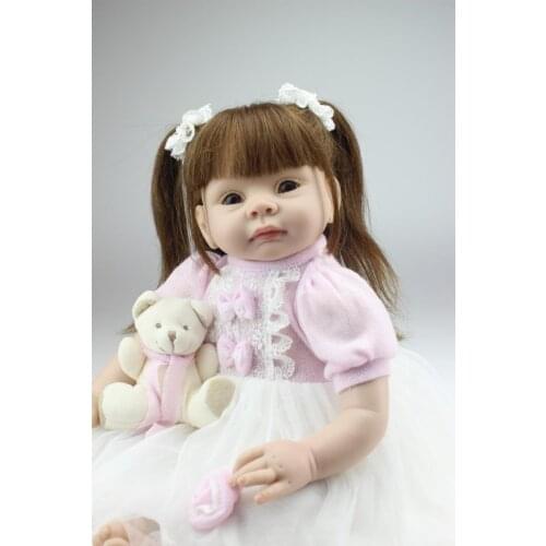 55cm Baby Reborn Cute Girl Dolls Lifelike Bebe Reborn Soft Silicone Pretty Doll for Girls Toys Kids Christmas Gift