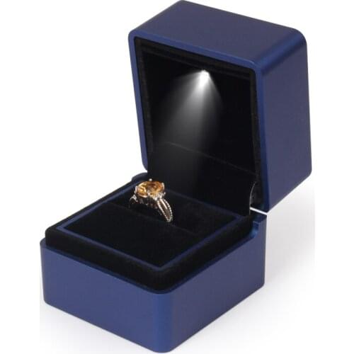 Blue Female Wedding Rings With LED Light Jewelry Packaging Box Women Earrings Necklaces Storage Display Cases For Lover 2 Color