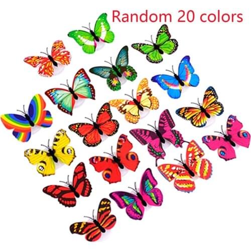 Colorful LED Butterfly Night Light For Wedding Room Children Bedside Lamp 7 Color Changing Paste Butterfly Wall Stickers