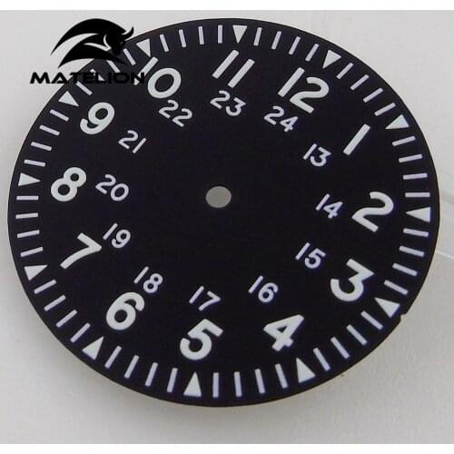 Luminous 33.6mm Black Watch Dial Fit For NH36 NH35 Miyota 8215 821A Mingzhu 2813 Automatic Movement Arabic Numerals
