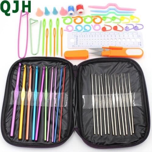 58pcs/set Crochet Hook Knitting Needles Handle Knit Set Weave Sweater knitting tools Craft Yarn Stitch Loom Kit with package 025