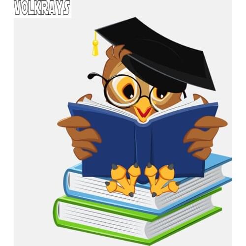 Volkrays Funny Car Sticker Doctors Owl Reading A Book Accessories Reflective PVC Decal for Gti Vw Golf 5 Nissan Juke,13cm*10cm