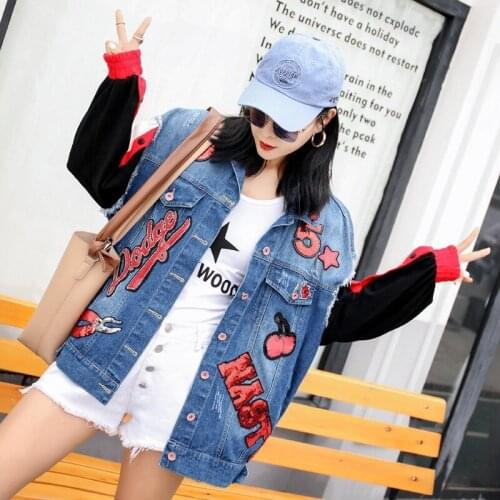 2020 Fashion Jacket Coat Fashion Loose Real Shot For Women Sequins Cool Splicing Free Shipping