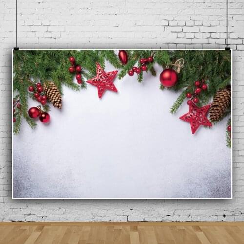 Winter Backgrounds For Photography Snow Merry Christmas New Year Party Ball Star Wreath Poster Photographic Backdrop Photostudio