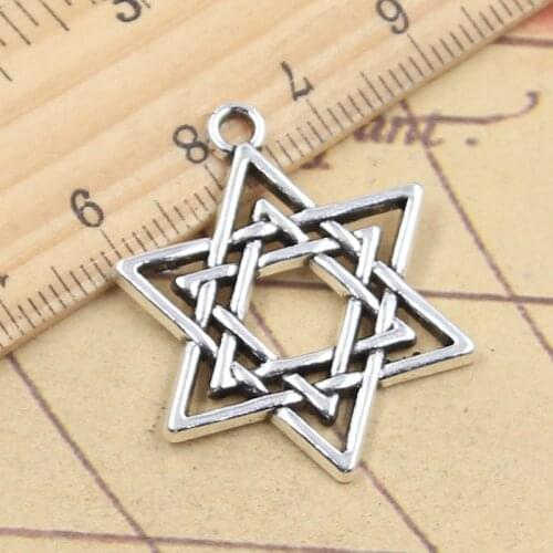 10pcs Charms Star Of David Shield Hexagram 33x26mm Tibetan Silver Color Pendants Antique Jewelry Making DIY Handmade Craft