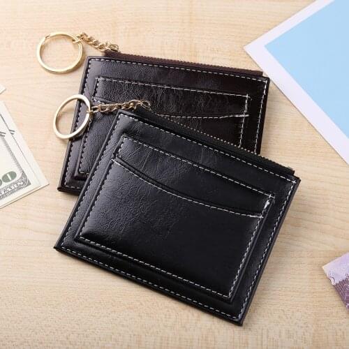 2021 Luxury Women PU Leather Pure Color Card Organizer Small Coin Purse Wallet