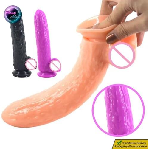 FAAK PVC Dildo Cucumber Penis Masturbator Female Pussy Vagina Male Prostate Masturbation Anal Plug Sex Toys for Women Gay Men
