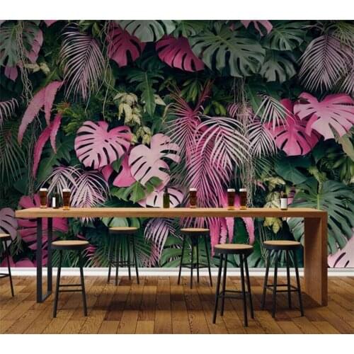 Wellyu Custom wallpaper 3D mural pink green rainforest plant TV background wall living room bedroom restaurant 3d wallpaper обои