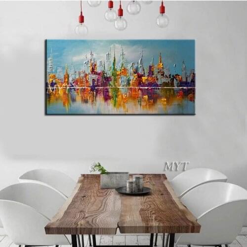 New York architectural abstract, hand painting, canvas art knife painting, wall painting living room