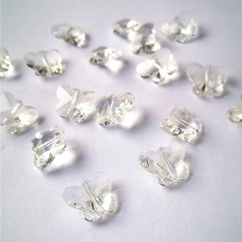 Top Quality 100pcs/lot 14mm Clear Crystal Glass Faceted Butterfly Beads 1 Hole For Jewelry Making Diy Garland Strands Decoration