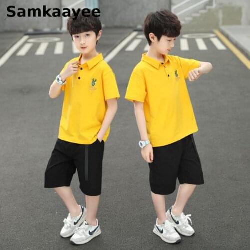 6-16y Childrens Clothes Set Summer Boys Polo T-Shirt+Short Pants Baby Toddler Suits Kids Casual Clothing Pullover Casual 2pcs 3