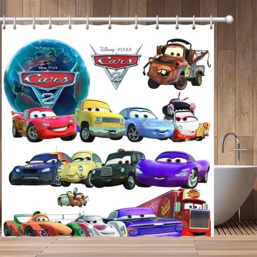 Disney Lightning McQueen Cars Bath Curtain Waterproof Shower Curtains Polyester Cartoon Screen Bath Drapes for Bathroom Decor