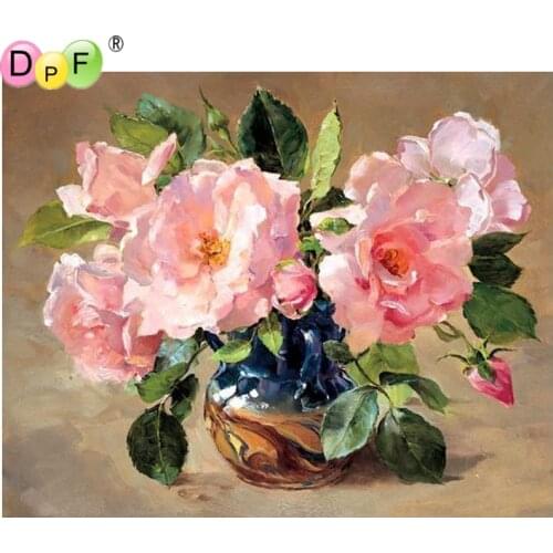 DPF DIY The sketch pink flower 5D diamond embroidery home decor diamond painting cross stitch crafts diamond mosaic full square