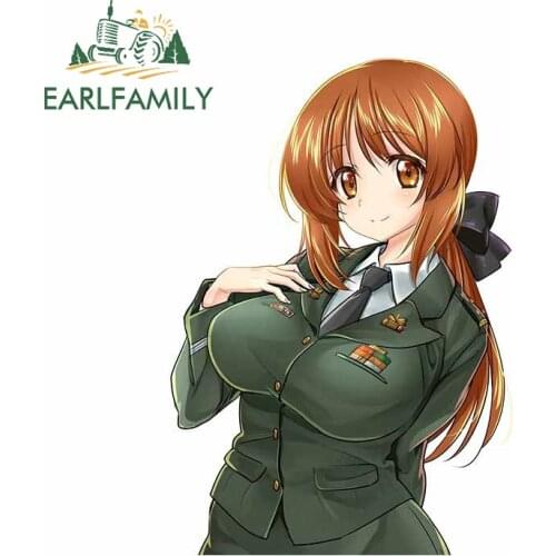 EARLFAMILY 13cm x 9.2cm for Nishizumi Miho GIRLS Und PANZER Car Stickers Simple Scratch-Proof Decals Caravan Windshield Decor
