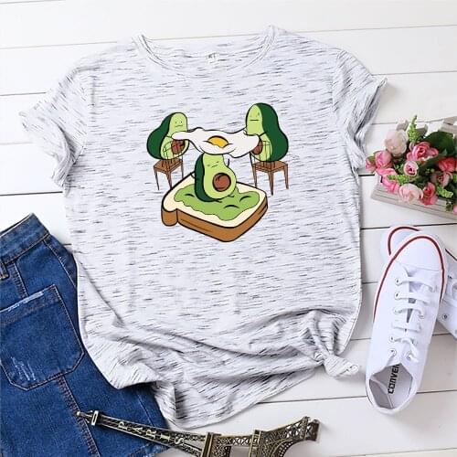 100% Cotton Oversized Womens T-shirt O-Neck Short Sleeve Harajuku Street Avocado Egg Top Casual Female T shirt 2021 Summer