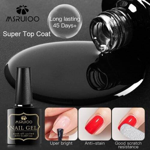 MSRUIOO 1 Bottle 8ml Base Top Coat Function Gel Super Top Coat Transparent Soak Off Nail Art Gel Varnish Matte Top Coat