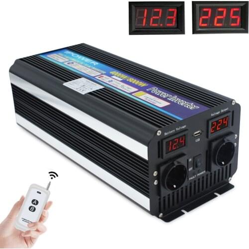 8000W Remote Control Inverter DC 12V/24V to AC 220V 230V 240V 50HZ LED Voltage Display Solar Power Inverter Outdoors EU Socket