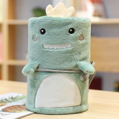 Cute Cartoon Plush Roll Blanket Multi-Purpose Nap Office Student Single Can Store Fashionable Soft Small Roll Blanket