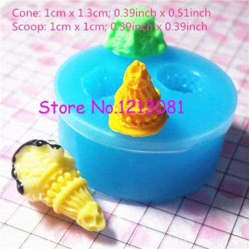 XYL028 Ice Cream Cabochon with 10mm Cone Silicone Flexible Push Mold Kawaii Sweets Decoden Cell Phone Deco Scrapbooking