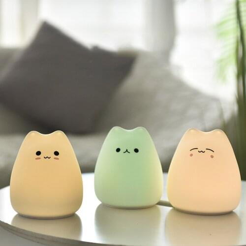 Cartoon Children Night Light Silicone Bedside Lamp RGB Touch Sensor USB Bedroom Decor Table Lamp Soft Gift Decoration Night Lamp