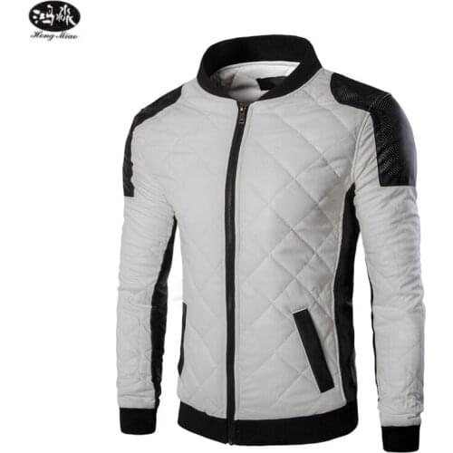 2018 New Fashion Brand Slim Men Bomber Jackets Casual Fashion Plaid PU Faux Leather Jacket Men Black White Plus Size 5XL