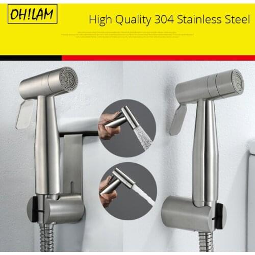 Stainless Steel Bidet Toilet Jet Set Handheld Hygienic Shower Douchette WC Shower Bidet Sprayer Gun Hand Held Spray Toilet Bidet