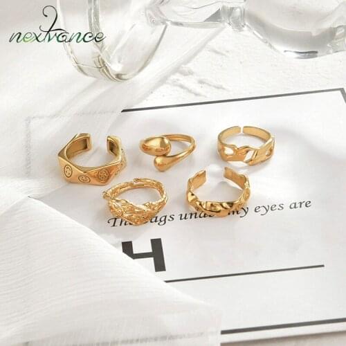 Nextvance Rings Stainless Steel 14K Different Kind Cast Open Womens Ring Couple Rings Girlfriend Lover Anniversary Jewelry Gift