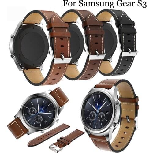 New 22mm pointed white line leather strap For Samsung Gear S3 watch 46mm strap For Huami Amazfit GTR 47mm leather watchband