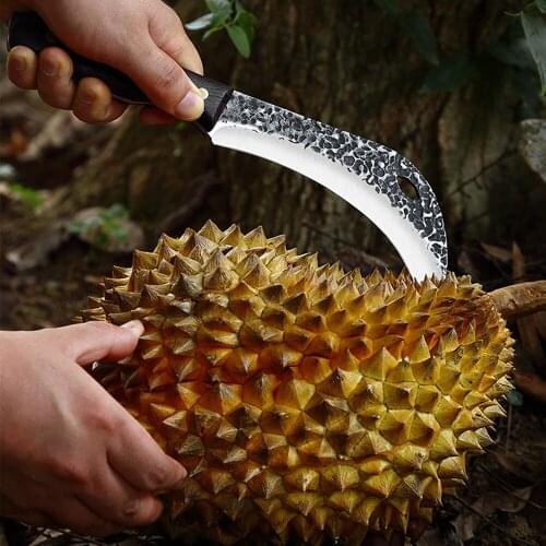 Slaughter Meat Slicing Knife Forged Durian Peeling Knife Field Portable Machete Sickle Camping Sugarcane Peeling Fruit Knife