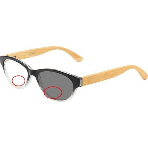 Amboo Legs Cat Eye Women Photochromic Bifocal Reading Glasses Magnifier Men Sun Automatic Discoloration Sunglasses Look Near Far