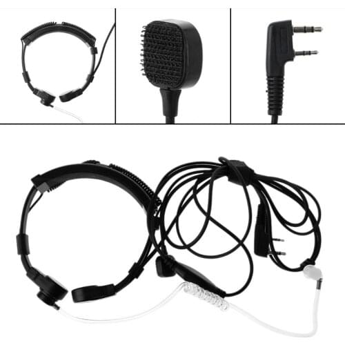 OOTDTY Microphone 2-Pin PTT Throat Microphone Earpiece Mic For Baofeng UV5R Radio